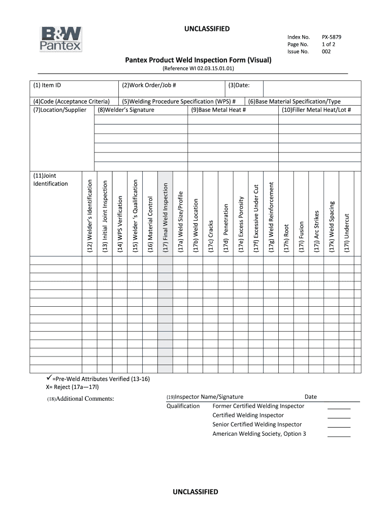 Weld Visual Inspection Checklist – Fill Out And Sign Printable Pdf Template  | Signnow With Regard To Welding Inspection Report Template
