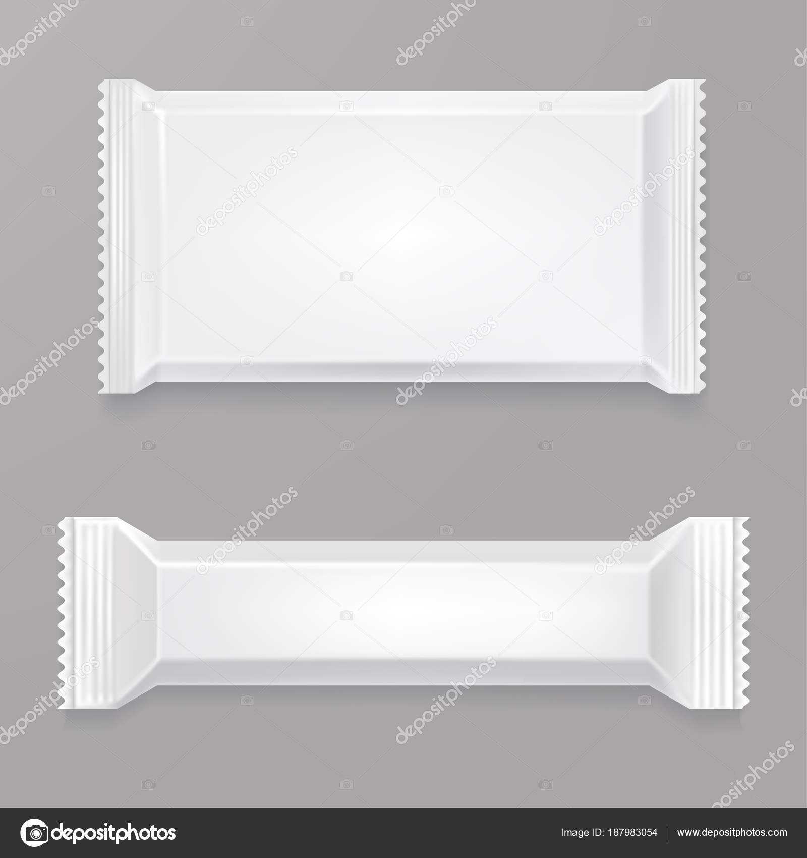 White Blank Chocolate Bar Mockup. White Polyethylene Package Pertaining To Blank Candy Bar Wrapper Template