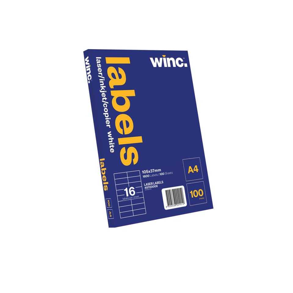 Winc Laser Labels 105X37Mm 16 Per Sheet Pack Of 100 Sheets Within Word Label Template 16 Per Sheet A4