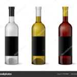 Wine Realistic 3D Bottle With Blank Black Label Template Set Inside Blank Wine Label Template