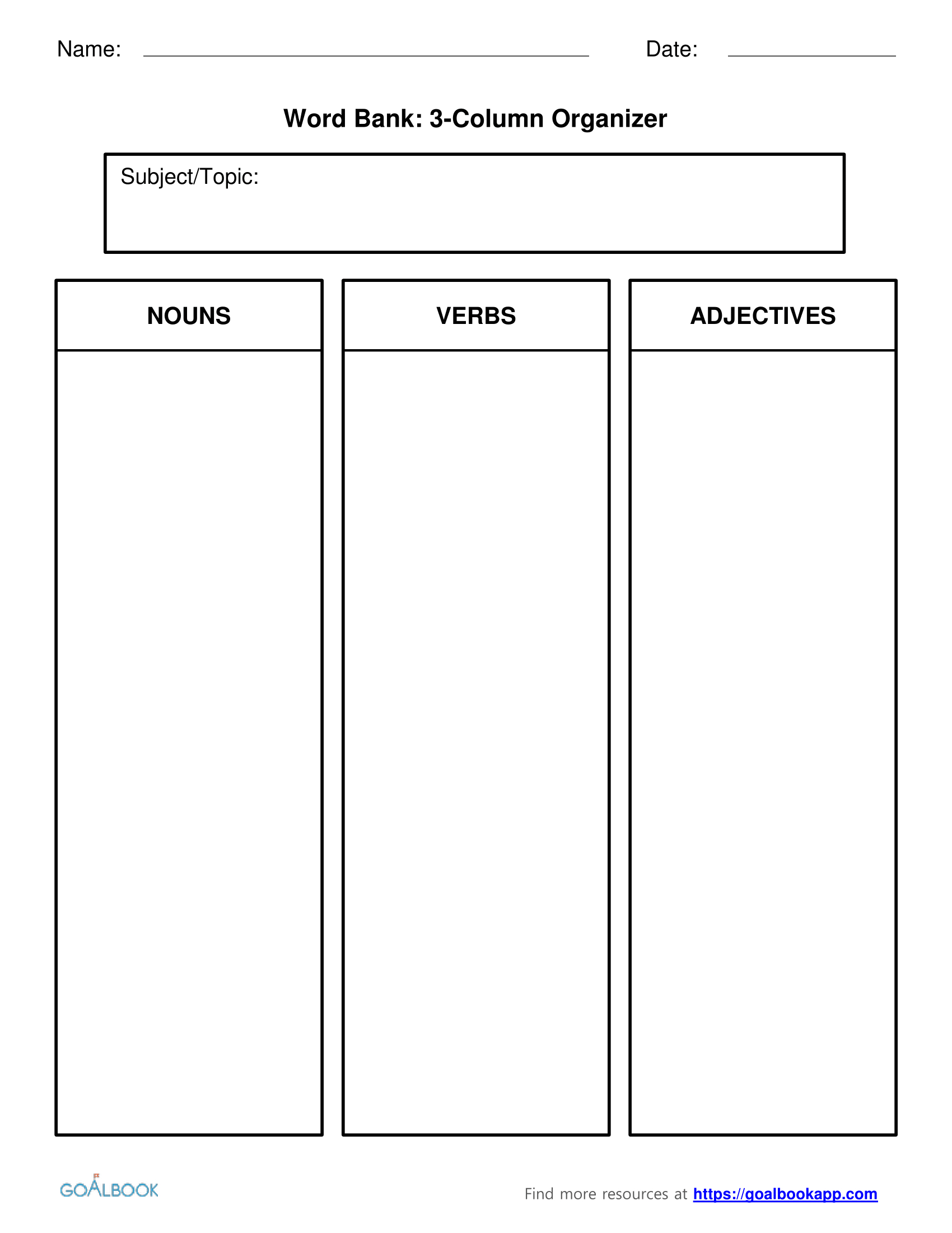 Word Bank Template – Calep.midnightpig.co Pertaining To 3 Column Word Template