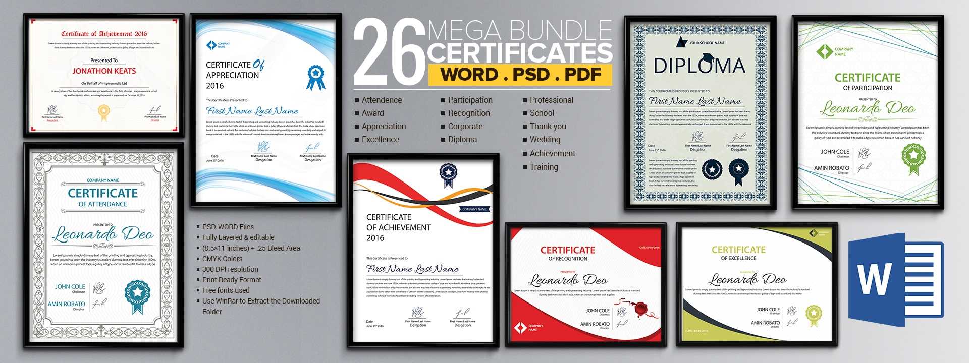 Word Certificate Template – 53+ Free Download Samples Intended For Training Certificate Template Word Format