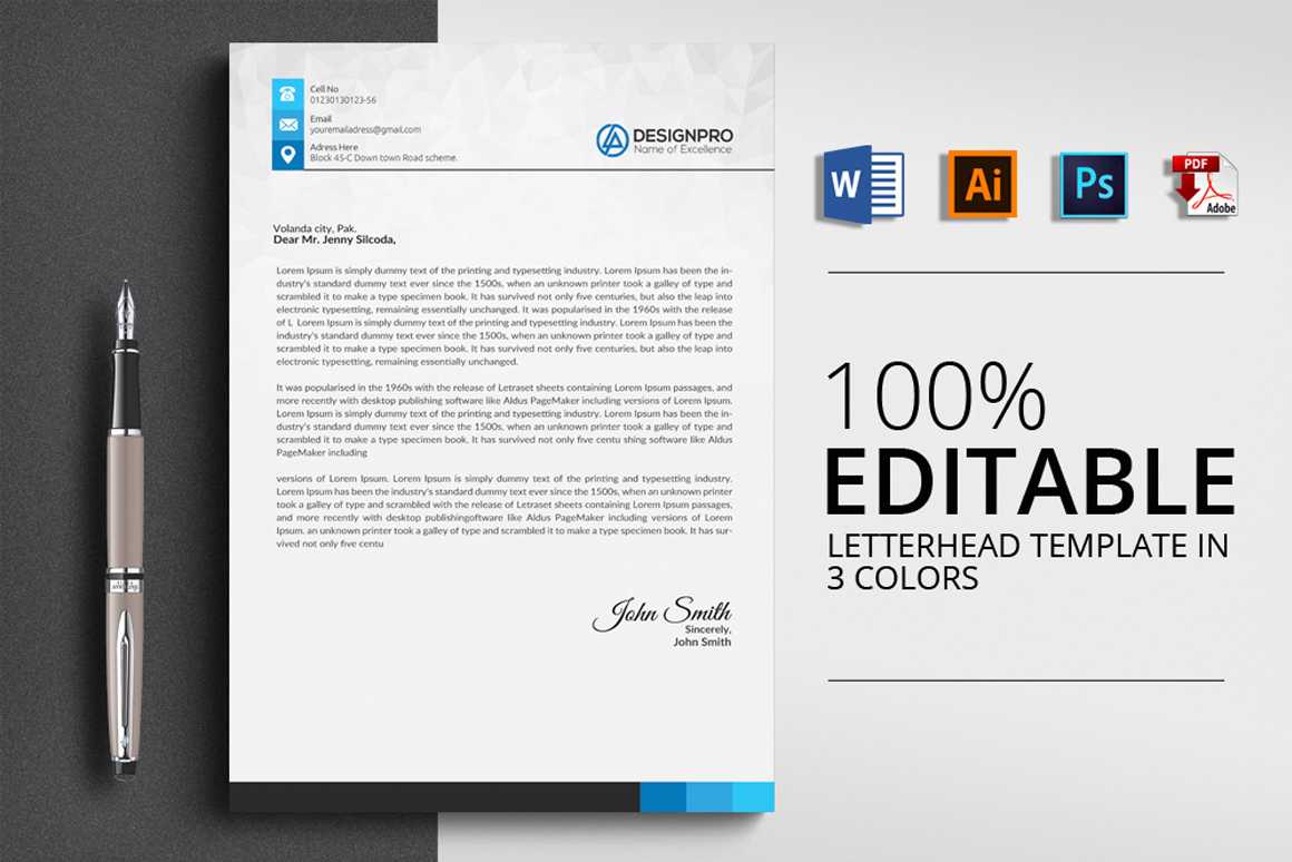 Word Letterhead Template – Vsual In Word Stationery Template Free