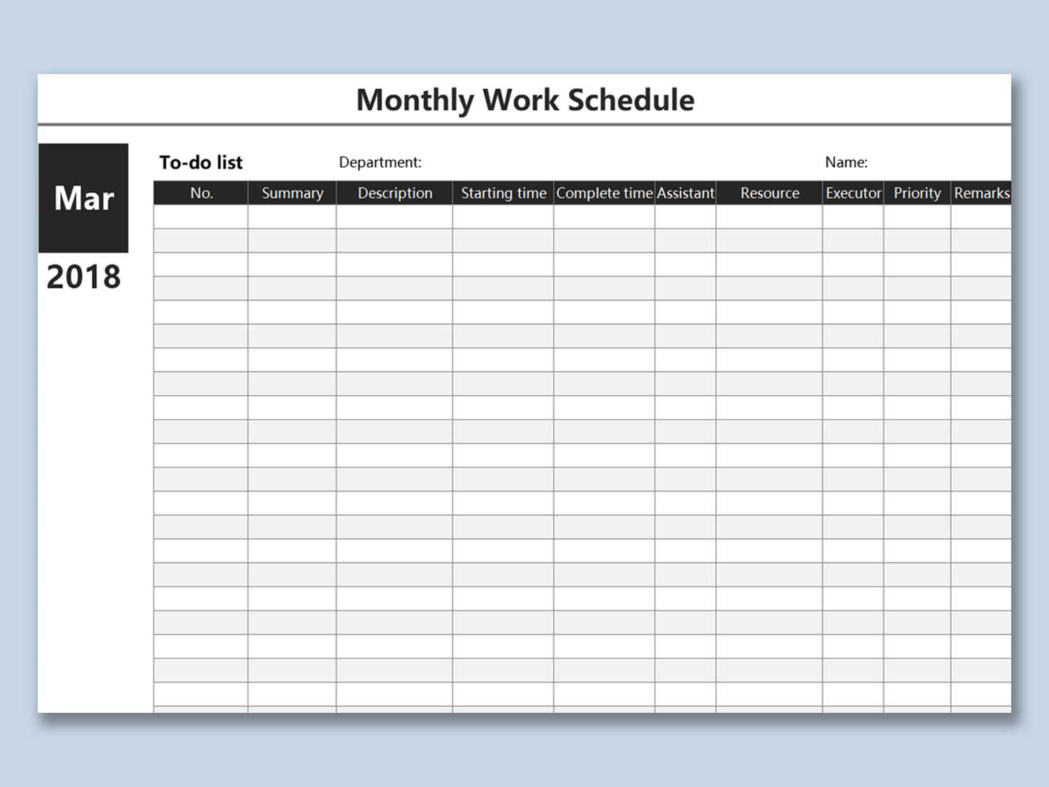 Work Plan Spreadsheet Schedule Template Excel Weekly Daily With Blank Monthly Work Schedule Template