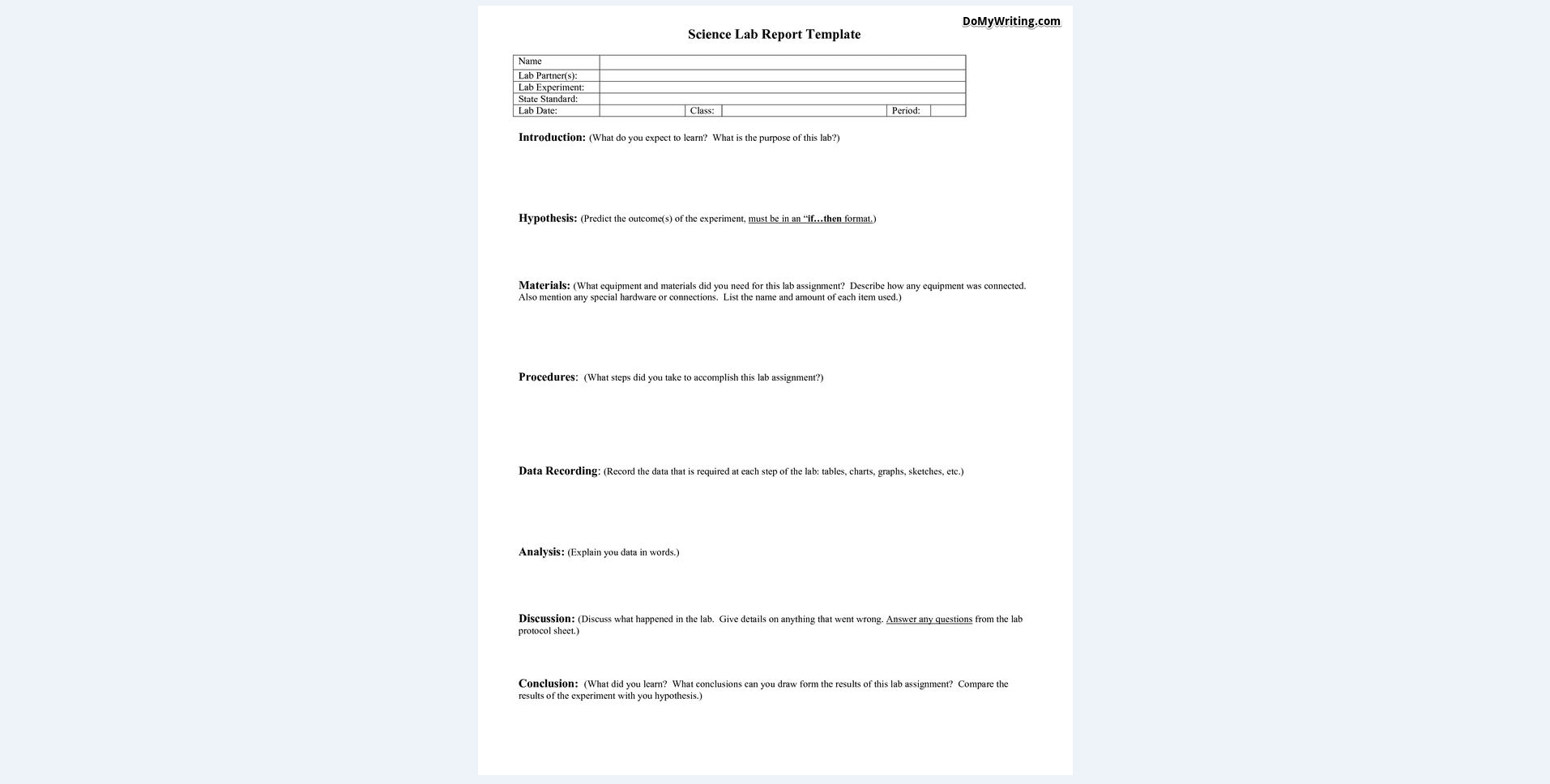 Writing A Lab Report: Everything A Student Should Know To Regarding Formal Lab Report Template